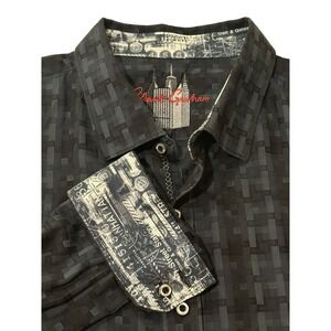 Robert Graham Men Shirt 3XL Manhattan Print Long Sleeve Flip Cuff New‎ York